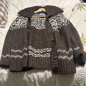 Denver Hayes Brown and White Knit Jacket